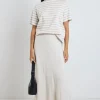 RE:UNION Label Lagos Natural Linen Blend Bias Cut Maxi Skirt