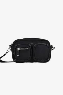 Peta + Jain Lala Black Nylon Multi Pocket Silver Hardware Crossbody Bag