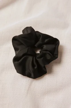 Love Lulu Large Black Satin Scrunchie