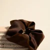 Love Lulu Large Brown Satin Scrunchie