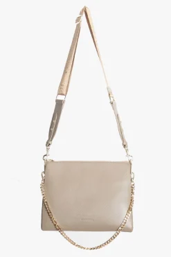 Federation Large Compartments Latte Gold Hardware Leather Bag