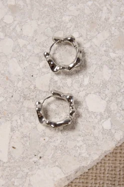 Humble + Heart Large Wavey EOL Hoop Rhodium Earrings