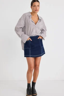 Stories be Told Launch Indigo Pocket Denim Mini Skirt