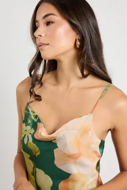 Georgia Mae Lavish Forest Floral Tie Back Slip Dress