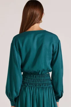 Staple The Label Leila Emerald LS Cropped Top