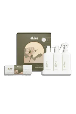 Alive Body Lemon Myrtle + Honeydue Kitchen Trio + Towel LE Retreat Gift Set