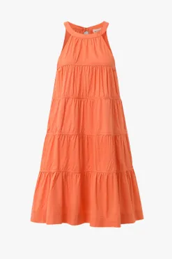 By Rosa. Levitate Watermelon High Neck Tiered Mini Dress