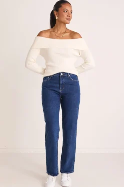 Among the Brave Lexie Dark Blue High Waist Straight Leg Jean