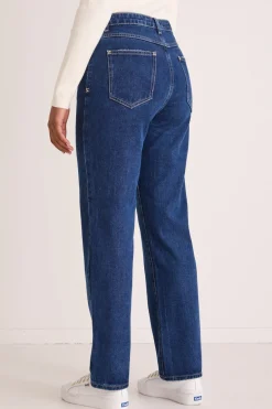 Among the Brave Lexie Dark Blue High Waist Straight Leg Jean