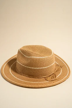 Among the Brave Lia Natural White Stripe Woven Panama Hat