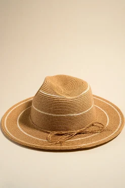 Among the Brave Lia Natural White Stripe Woven Panama Hat
