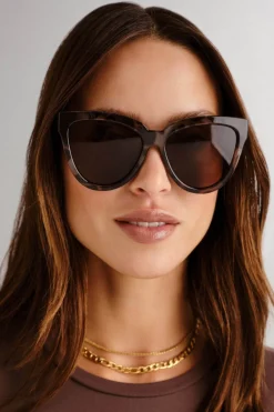 Le Specs Liar Liar Oversized Catseye Tort Brown Lens Sunglasses