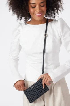Saben Lily Black Braid Crossbody Bag