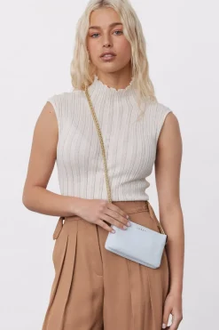 Saben Lily Whisper Blue Chain Strap Leather Crossbody Bag