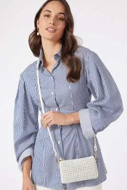 Saben Lily White Braid Crossbody Bag