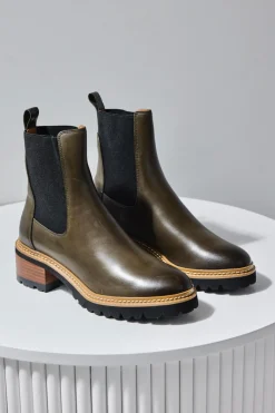 EOS Linear Olive Chelsea Elastic Ankle Boot