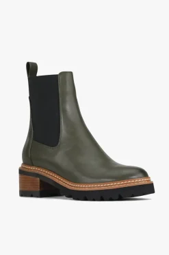 EOS Linear Olive Chelsea Elastic Ankle Boot