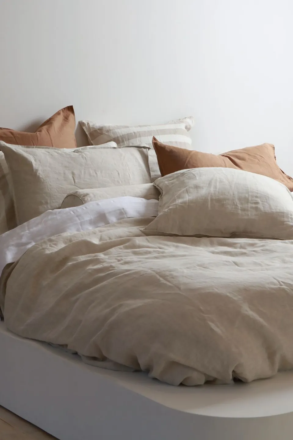 Home Lab Linen Duvet Cover Set Natural Oatmeal King