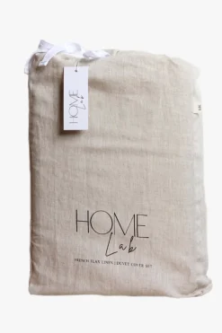 Home Lab Linen Duvet Cover Set Natural Oatmeal King