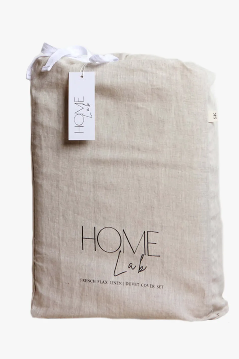Home Lab Linen Duvet Cover Set Natural Oatmeal King