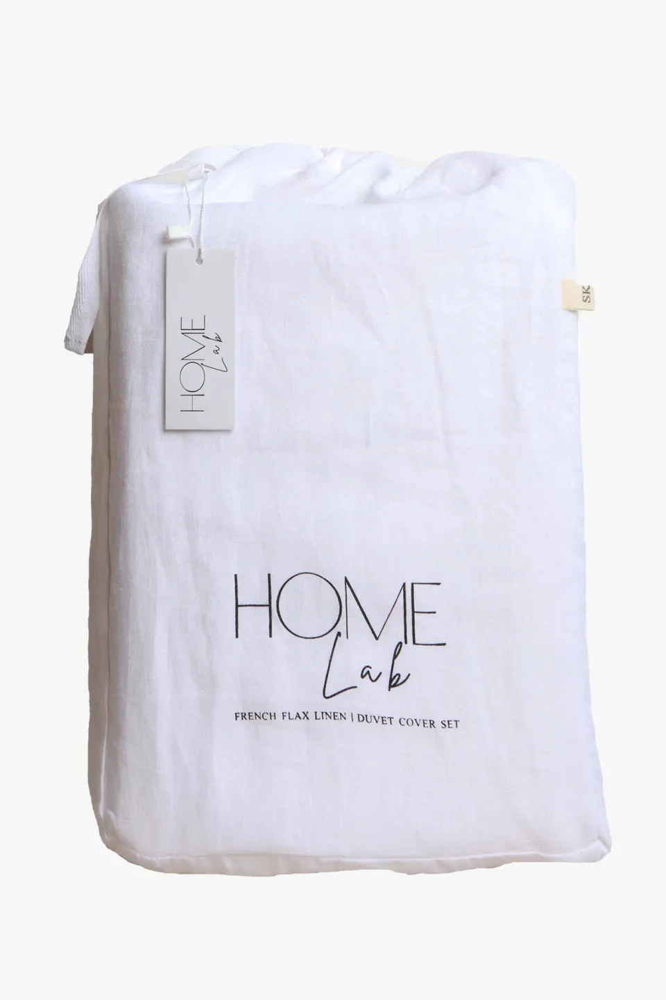 Home Lab Linen Duvet Cover Set White King