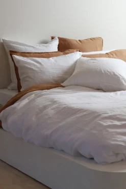 Home Lab Linen Duvet Cover Set White King