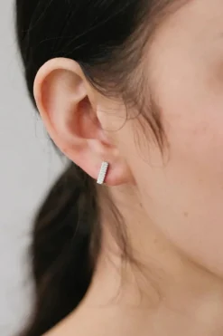 Sophie Lines Square Silver Huggies EOL Earrings