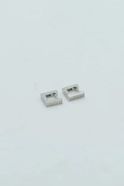 Sophie Lines Square Silver Huggies EOL Earrings