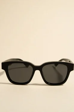 RE:UNION Label London Black Classic Round Sunglasses