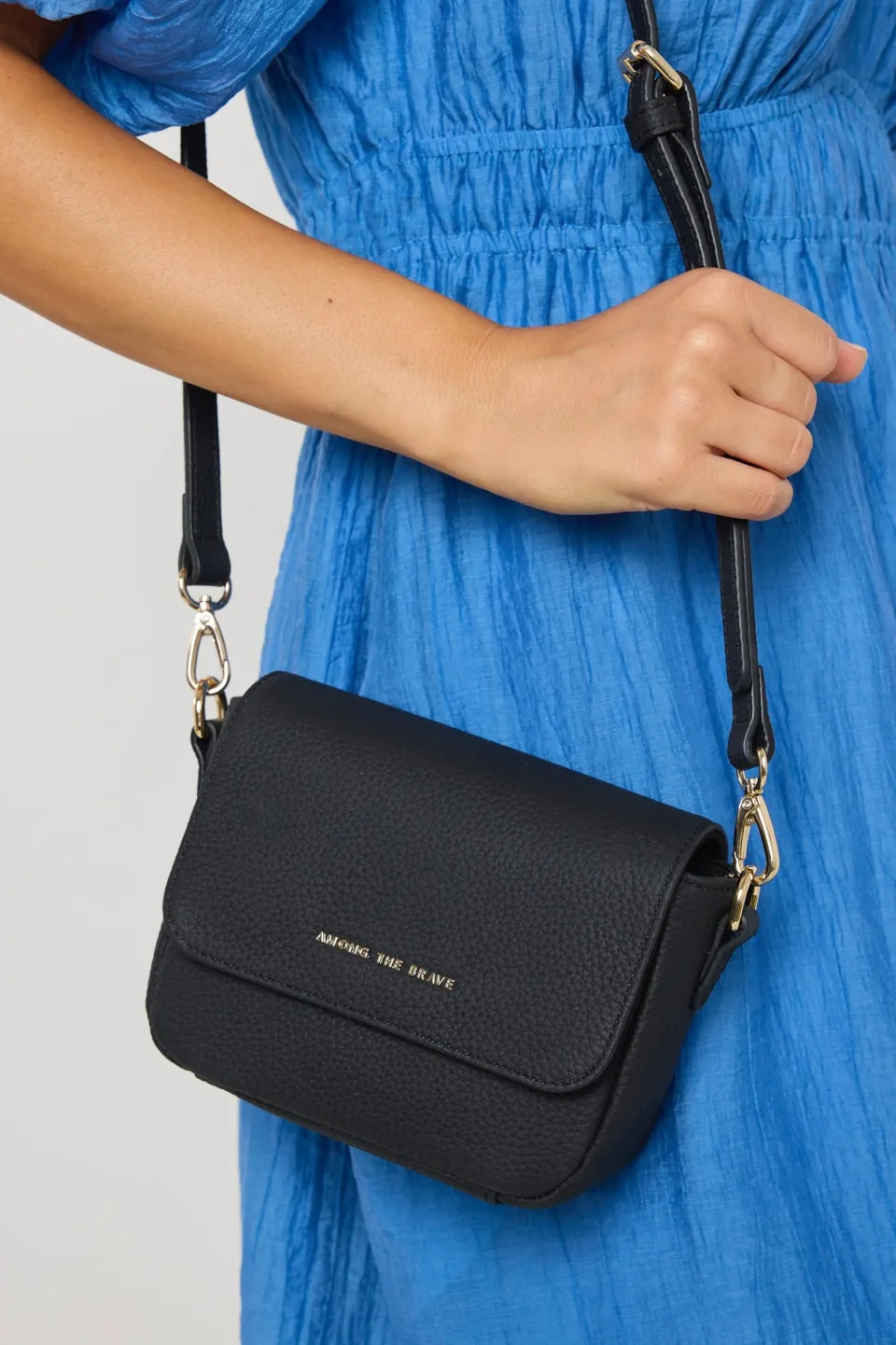 Among the Brave London Black Leather Small Crossbody Bag