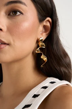 Queen of the Foxes Long Gold Ribbon Earrings