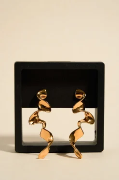 Queen of the Foxes Long Gold Ribbon Earrings