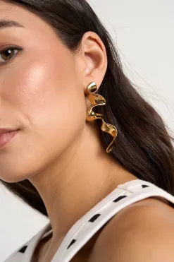 Queen of the Foxes Long Gold Ribbon Earrings