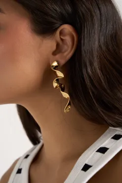 Queen of the Foxes Long Gold Ribbon Earrings