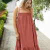 By Rosa. Louella Terracotta Louella Strappy Maxi Dress