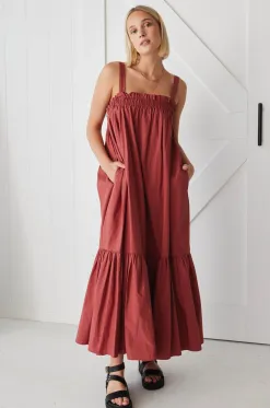 By Rosa. Louella Terracotta Louella Strappy Maxi Dress
