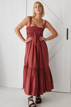 By Rosa. Louella Terracotta Louella Strappy Maxi Dress