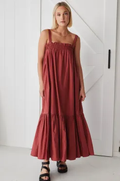 By Rosa. Louella Terracotta Louella Strappy Maxi Dress