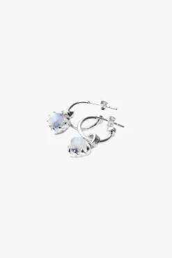 Stolen Girlfriends Club Love Anchor Heart Moonstone Semi Hoop Earring
