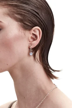 Stolen Girlfriends Club Love Anchor Heart Moonstone Semi Hoop Earring