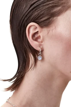 Stolen Girlfriends Club Love Anchor Heart Moonstone Semi Hoop Earring