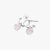 Stolen Girlfriends Club Love Anchor Heart Rose Quartz Semi Hoop Stud Earring