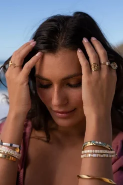 Love Lunamei Love Cream Gold Turquoise with Gold Charm Bracelet