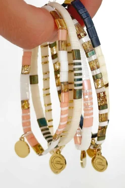 Love Lunamei Love Pink White with EOL Gold Charm Bracelet