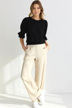 Ivy + Jack Lovely Black Shirred Cotton Shirred Back SS Top
