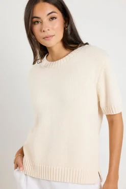 By Rosa. Lovesome Cream Cashmere Blend Chunky Knit Tee
