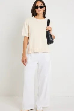 By Rosa. Lovesome Cream Cashmere Blend Chunky Knit Tee