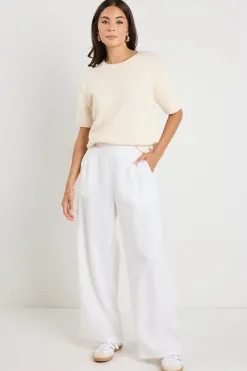 By Rosa. Lovesome Cream Cashmere Blend Chunky Knit Tee