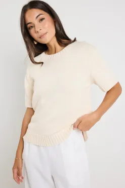 By Rosa. Lovesome Cream Cashmere Blend Chunky Knit Tee
