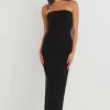Love Lulu Luca Black Strapless Rib Jersey Maxi Dress